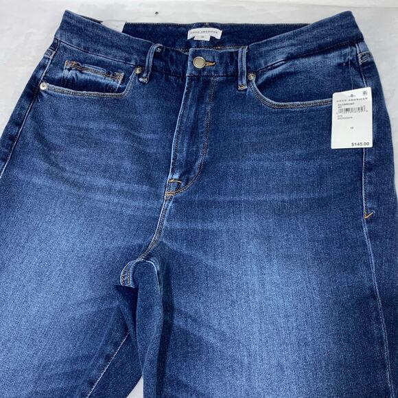 NWT Good American Jeans Good Legs Cropped Mini Boot Womens 15 Stretch Distressed - Picture 3 of 16